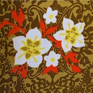 Vintage 1970's ALEX COLMAN Hippie Maxi Skirt Bright Floral Hawaiian Border Print